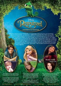 Vlaamse stemmen in Rapunzel: Jelle Cleymans (Flynn Rider), Deborah De Ridder (Rapunzel) en Kirsten Cools (Moeder Gothel)