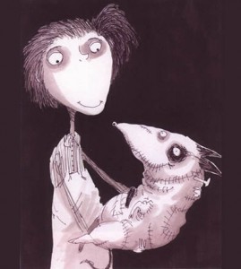 Schets van Tim Burton voor Frankenweenie
