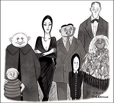 De macabere familie Addam, getekend door Charles Addams