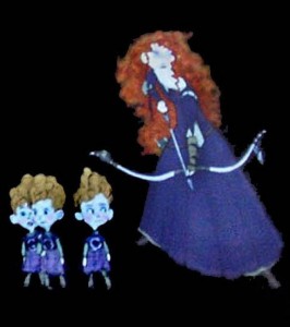 Artwork voor animatiefilm Brave (Merida en haar broertjes)