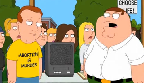 Bekijk een stukje uit de verbannen abortus-aflevering van Family Guy